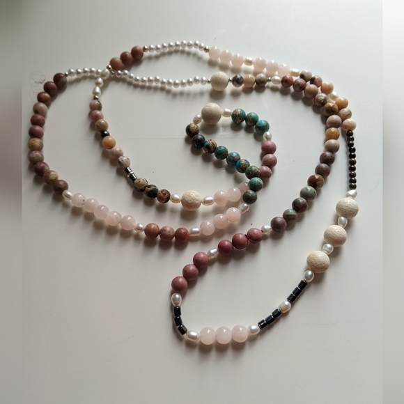 Confetti Gemstone Beaded Extra Long Handstrung Necklace - Picture 3 of 12